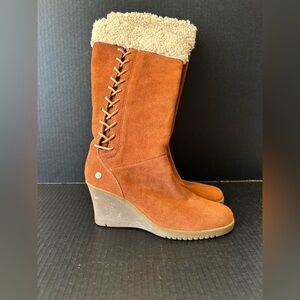 Women’s UGG Felicity Brown Suede Cuffed Wedge Boots